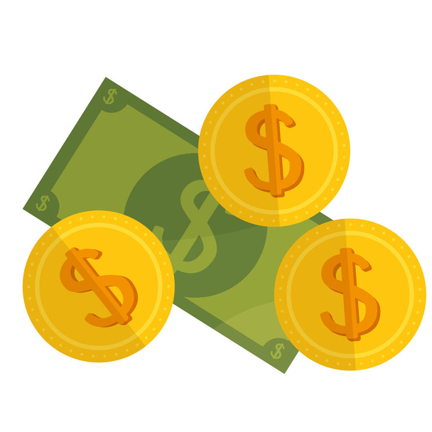 cash geld geïsoleerde pictogram - Vector, afbeelding