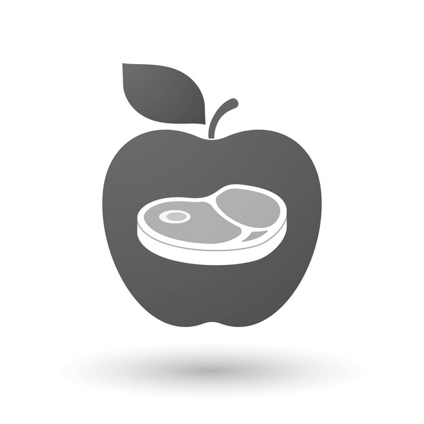 Geïsoleerde appel met een steak-pictogram - Vector, afbeelding