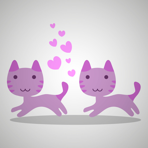 Cute couple of baby kittens - Vector, Imagen