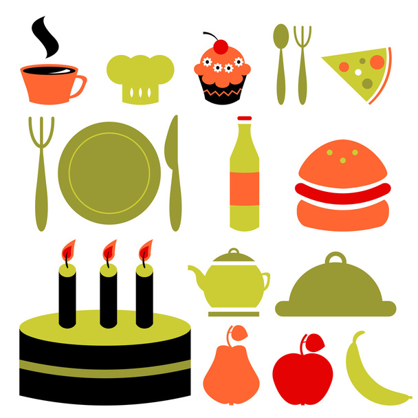 Various food icons set - Vettoriali, immagini