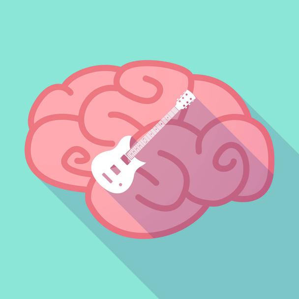 Cerveau d'ombre longue avec guitare électrique
 - Vecteur, image