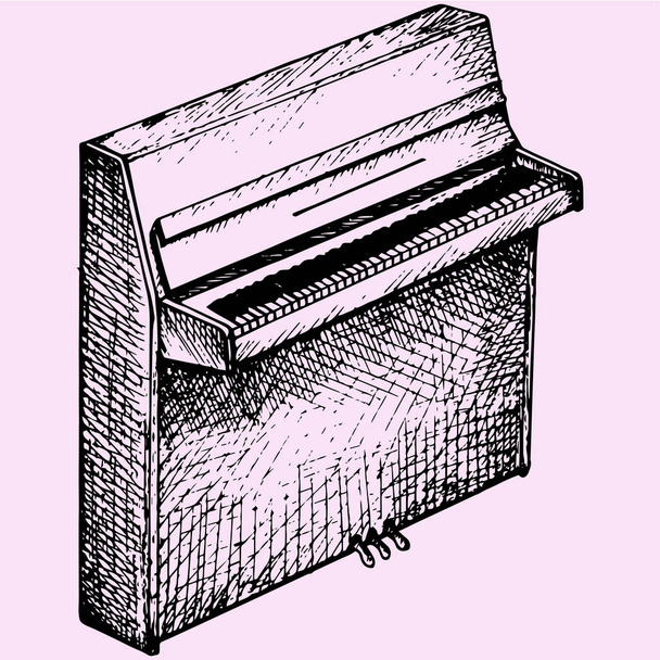 régi zongora doodle stílus - Vektor, kép