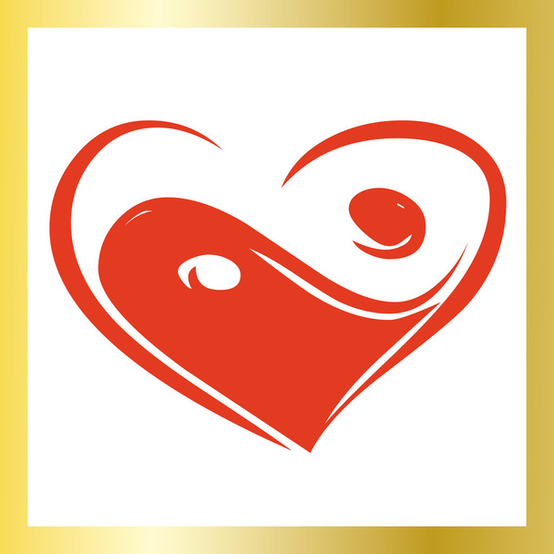 Yin Yan coeur rouge avec cadre doré
 - Vecteur, image