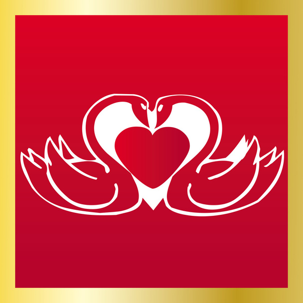 Amour cygnes sur rouge
 - Vecteur, image