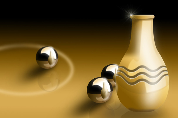 Illustration of vase with metallic balls - Photo, Image