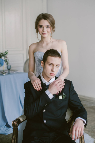 The beautiful newly-married couple. Bridal fashion. - Valokuva, kuva
