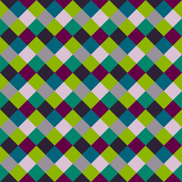 Naadloze geometrische ingecheckte patroon. Diagonale plein, vlechten, geweven lijn achtergrond. Lappendeken, rhombus, gespreide textuur. Groene, grijze, Vineuse kleuren. Winter-thema. Vector - Vector, afbeelding
