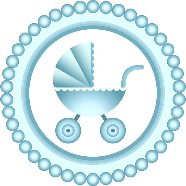 Дитяча синя кругла етикетка
 - Вектор, зображення