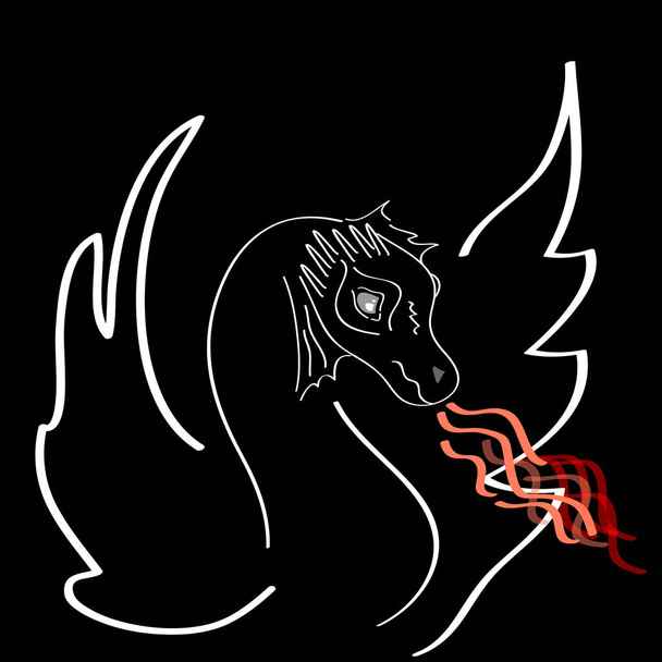 dragón sobre fondo negro - Vector, Imagen