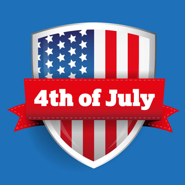 4th of July - shield with flag - Vector, Image
