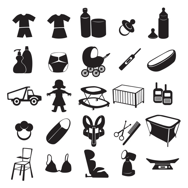 Die Abbildung zeigt die Symbole von Kinderprodukten - Vektor, Bild