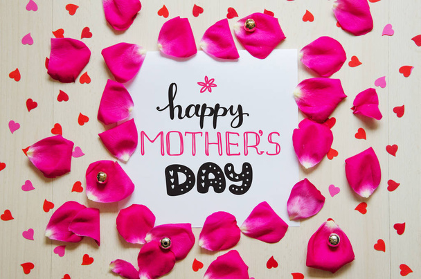 Mother's Day vintage composition of greeting note with hand drawn lettering - Zdjęcie, obraz