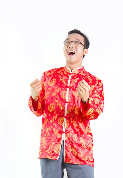 happy Chinese man in traditional Chinese - Photo, Image