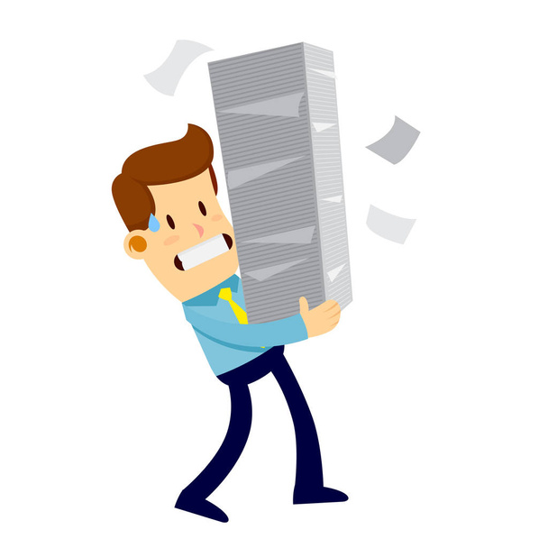 Businessman Carrying Pile of Papper Work - ベクター画像