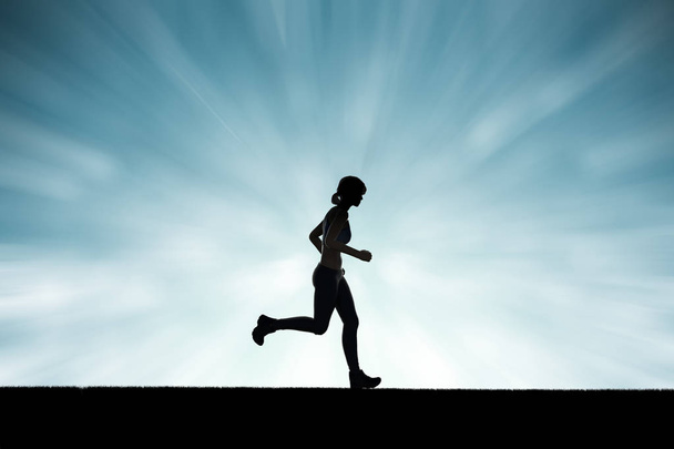 Sziluettjét nő fut - Fotó, kép