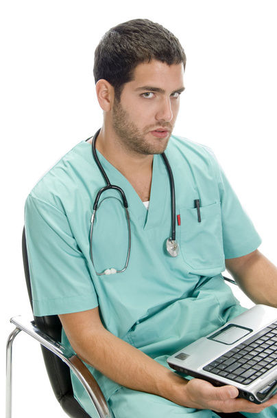 Doctor operating laptop - Fotoğraf, Görsel