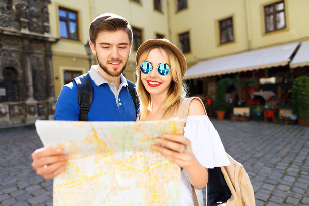 Attractive couple at old city  - Foto, imagen
