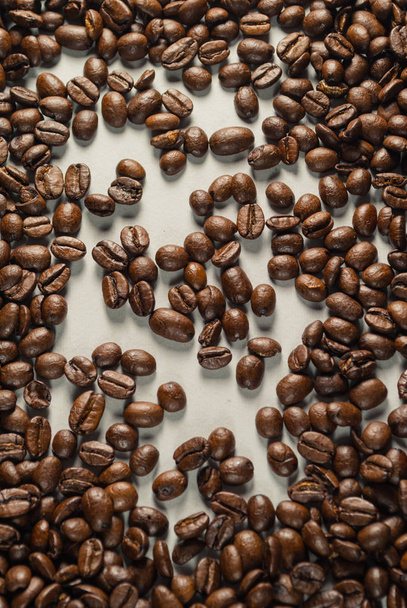 Coffee beans on Neutral Gray Background. Dark Roast Coffee.  - Valokuva, kuva