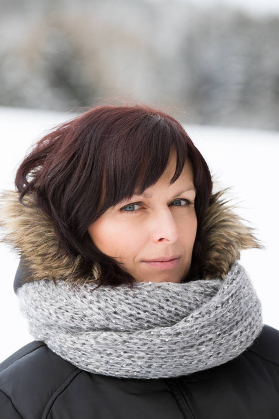 woman without makeup in winter time - Photo, image