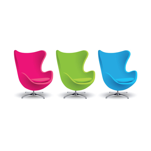 ウェブサイト用のイラストのセット - 家具ベクトルアイコン。エレメント5簡単な椅子の座席の色はWebitの現代的なインテリアファッションに座る。 - ベクター画像
