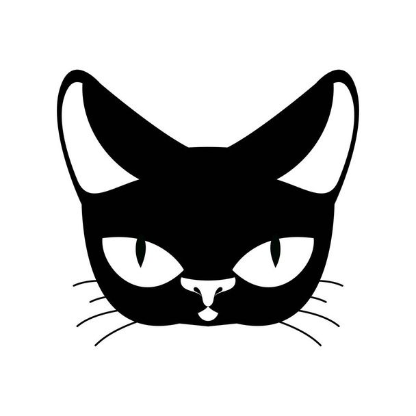 Μαύρη γάτα απομονωμένη. Κατοικίδιο ζώο σε λευκό φόντο - Διάνυσμα, εικόνα