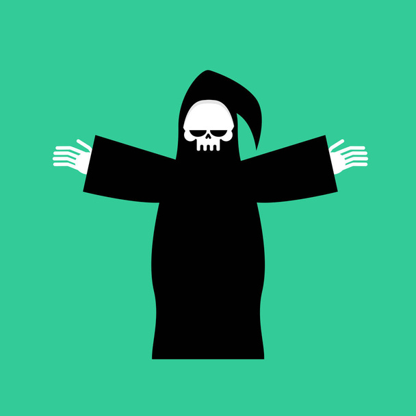 Grim Reaper Aislado. Muerte en el capó sobre fondo blanco
 - Vector, Imagen