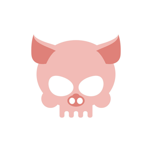 Crâne de porc isolé. Tête squelette de porc rose
 - Vecteur, image