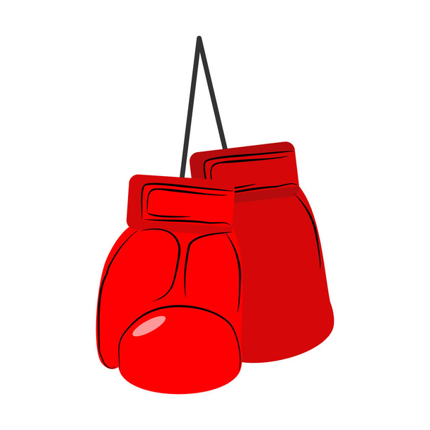 Red boxing gloves isolated. Sports accessories on white backgrou - Vector, Image
