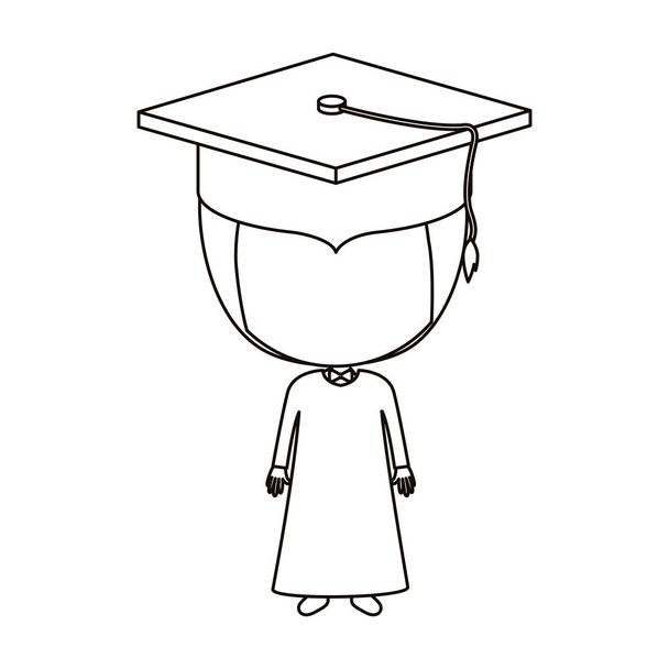 Niño aislado con diseño de gorra de graduación
 - Vector, Imagen