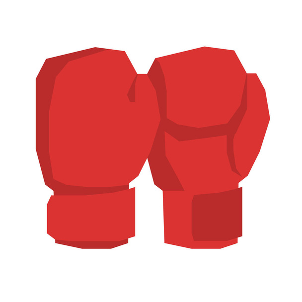 Red boxing gloves isolated. Sports accessories on white backgrou - Vector, Image