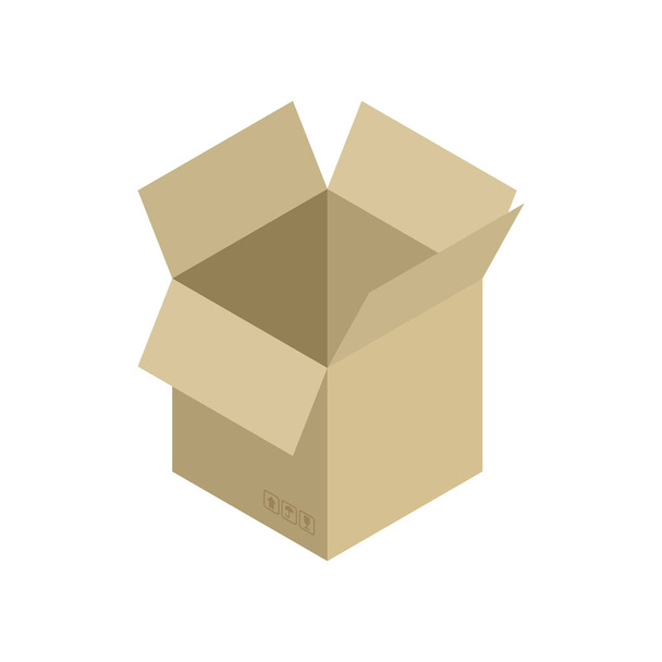 Cardboard box open isolated. Containers for Moving - Vector, Image
