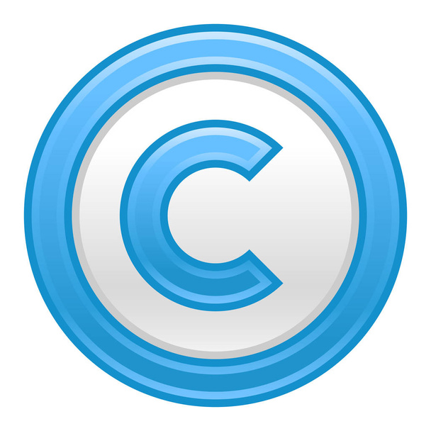 Signo de símbolo de derechos de autor azul Icono mate
 - Vector, Imagen