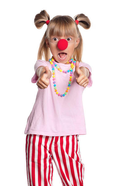 Little girl with clown nose - Φωτογραφία, εικόνα