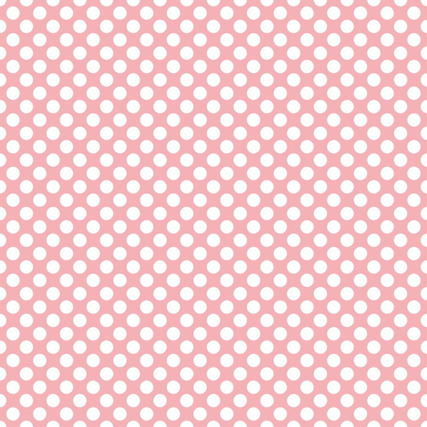 Seamless vector pattern with white polka dots on a tile pastel pink background - Vector, Image