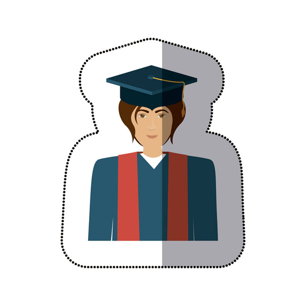 Изолированный мальчик с дипломной крышкой
 - Вектор,изображение