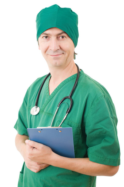 felice infermiera maschio, isolato su sfondo bianco
 - Foto, immagini