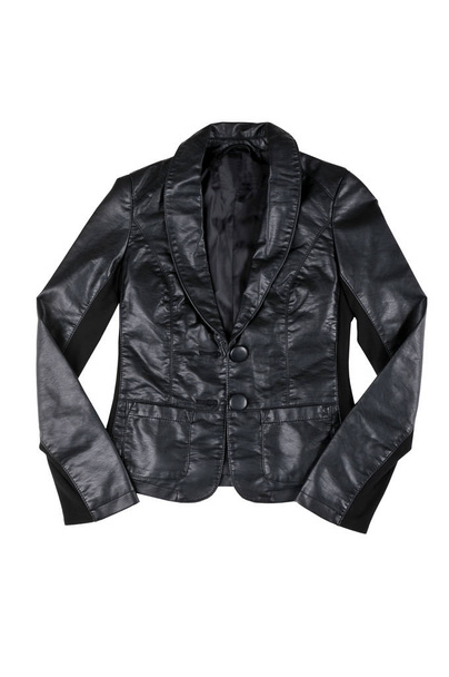 Жіноча чорна шкіряна куртка ізольована
 - Фото, зображення