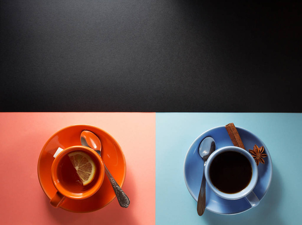 cup of coffee and tea - Foto, afbeelding