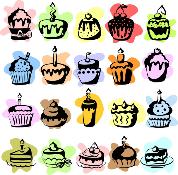 Set of vector cupcakes - Vector, Imagen
