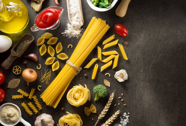 pasta and food ingredient on table - Zdjęcie, obraz