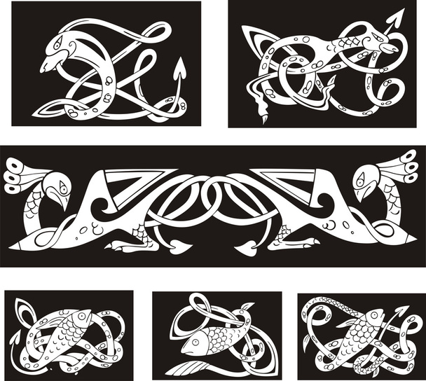 Keltský uzel vzory wuth zvířata - Vektor, obrázek