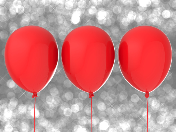 trzy czerwone balony - Zdjęcie, obraz