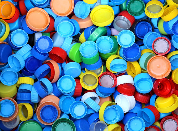 collection of many plastic caps for recycling the material - Photo, Image