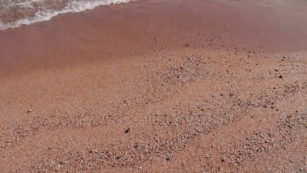 Θάλασσα κύματα ήττα από μια αμμώδη παραλία - Πλάνα, βίντεο