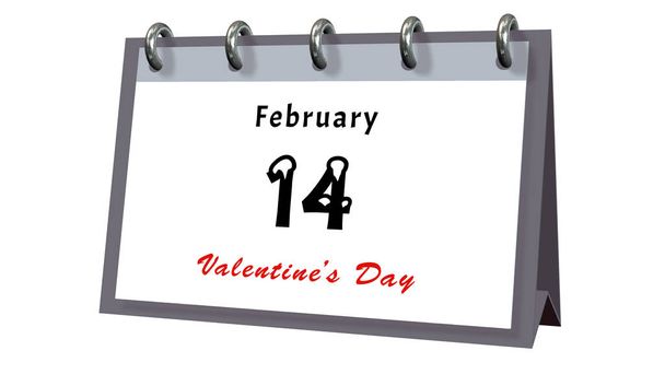 Tischkalender mit dem Datum 14. Februar, dem Valentinstag - Foto, Bild