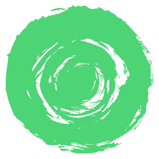 Groene penseelstreek ronde vorm - Vector, afbeelding