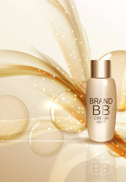 BB Cream Bottle Template for Ads or Magazine Background. 3D Real - Vector, Image