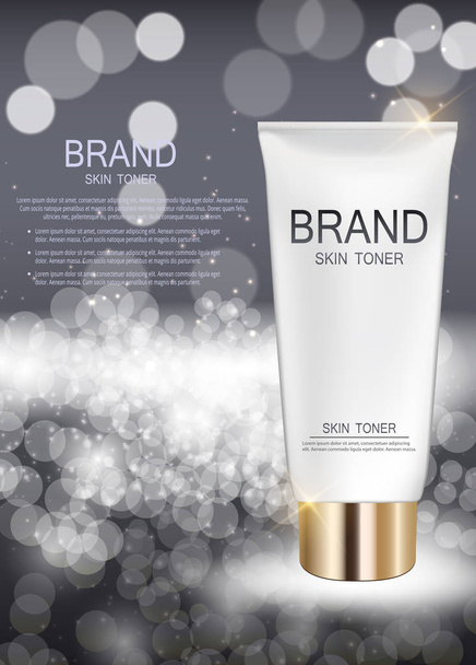 Skin Toner Bottle Template for Ads or Magazine Background. 3D Re - Vector, Image
