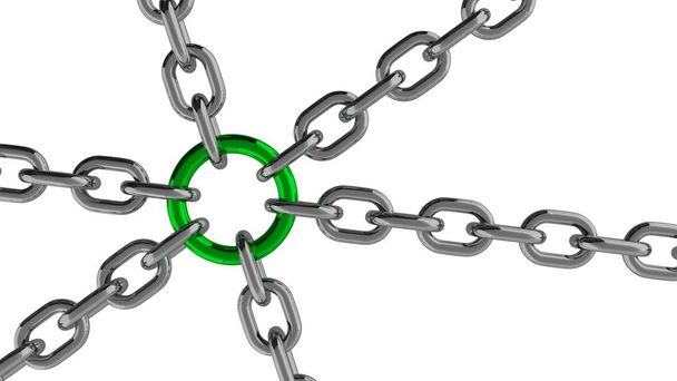 Conexión de cadena con elemento de anillo verde
  - Foto, Imagen