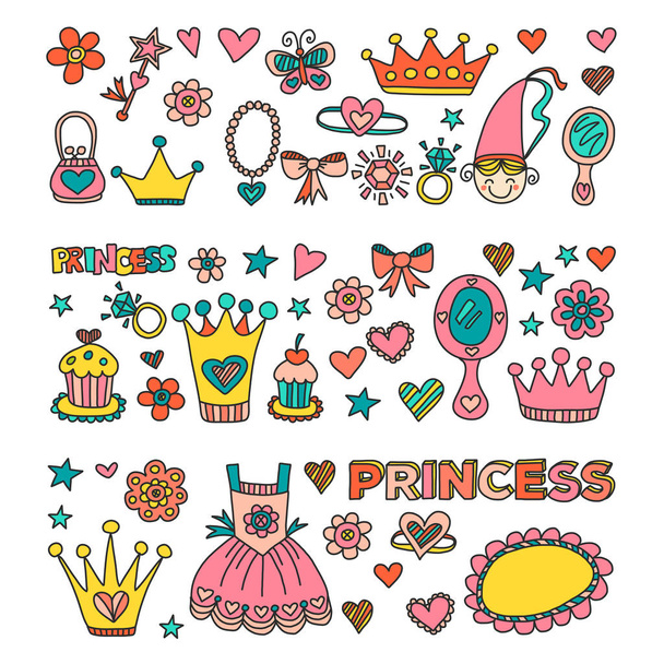 My little princess Hand drawn doodle elements - Vector, Image